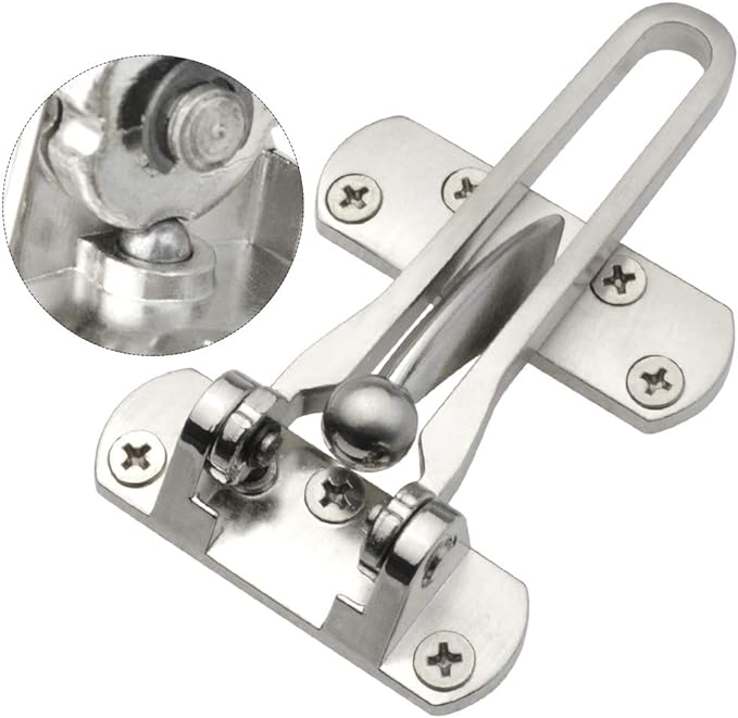 Topbuti Home Security Door Lock, 2 Pack Latch Guard Clasp Front Door Locks for Kids, Home Reinforcement Lock for Swing-in Doors, Hotel Door Latches, Thicken Solid Aluminium Alloy, Satin Nickel