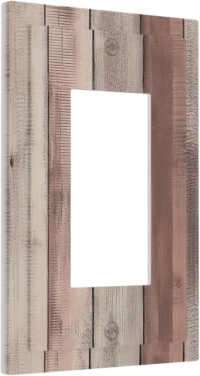 Decorative Outlet Covers Vintage Natural Wood Rustic Cinnamon 1 Gang Single Rocker Light Switch Cover Plate Wall Plates Gfci Faceplate For Farmhouse Cabin Decor