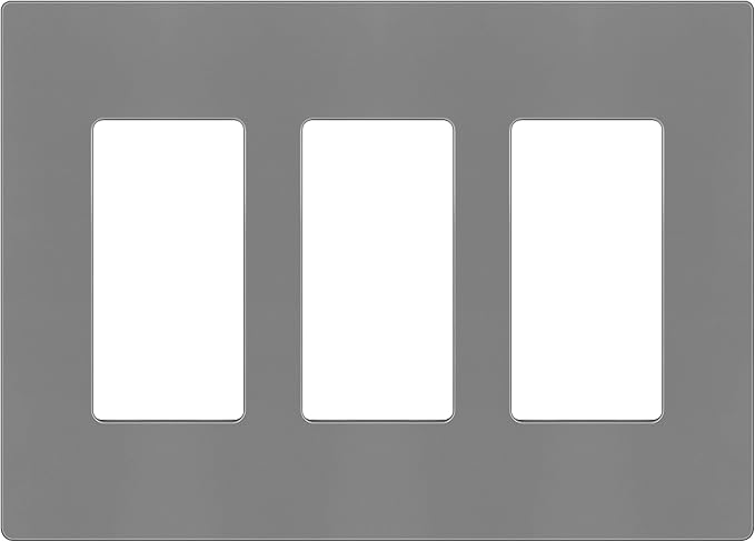 ENERLITES Elite Series Screwless Decorator Wall Plate Child Safe Outlet Cover, Gloss Finish, Size 3-Gang 4.68" H x 6.53" L, Unbreakable Polycarbonate Thermoplastic, SI8833-GY, Grey