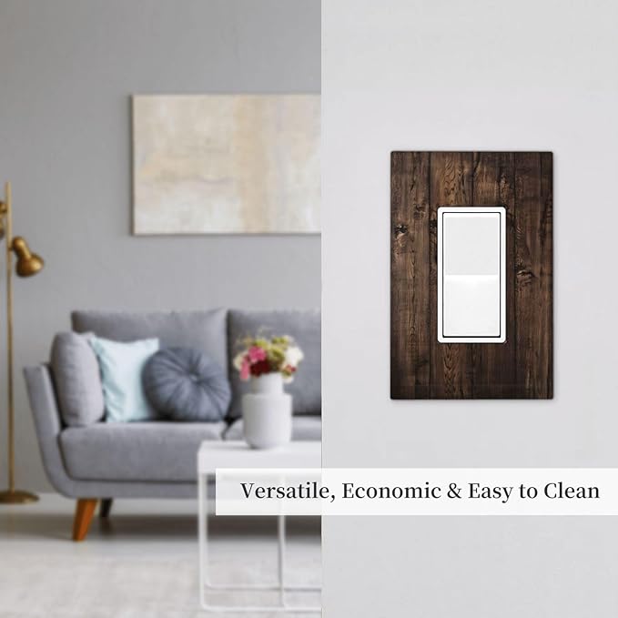 Rustic Brown Wood Plank Vintage Wooden Texture Print Decorative Outlet Covers 1 Gang Single Rocker Light Switch Cover Plate Wall Plates GFCI Faceplate for Farmhouse Home Decor