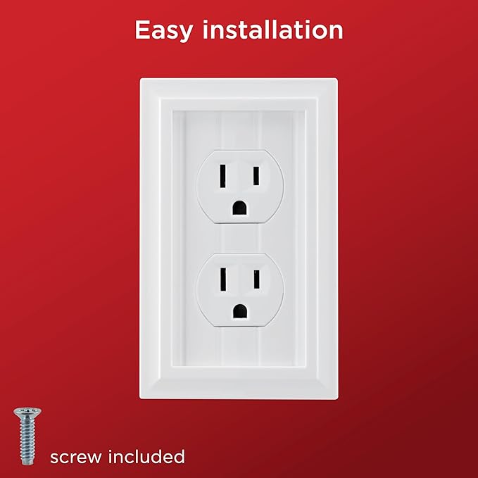 UltraPro Screwless Duplex Receptacle Wallplate, 1-Gang – Modern Snap-On Cover, Child-Safe, Durable Polycarbonate, Easy DIY Installation, White Coastal, 85750