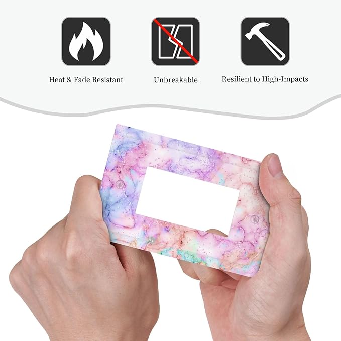 Decorative Switch Plate Covers Cute Marble Texture 1 Gang Single Decora GFCI Device Light Switch Cover Pink Purple Gold Abstract 1 Rocker Outlet Wall Plate Faceplate for Kids Girls Nursery Home Decor