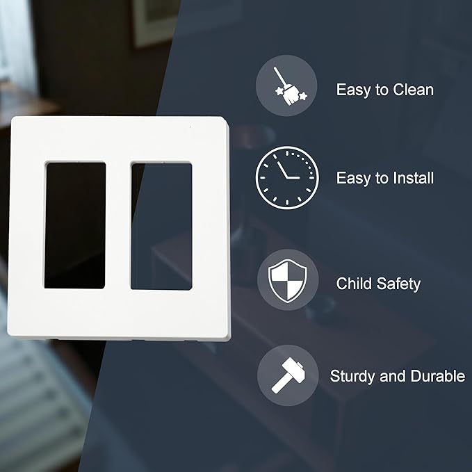 Wall Plates Screwless Design Outlet Covers UL Certified Safe Switch Plate Covers Easy Install & Clean Cover Plates Child Proof Wall Plate Kit White