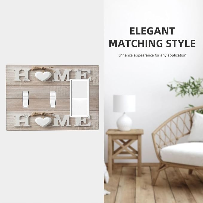 Farm Country Love Home Wood Print 3-Gang 2-Toggle 1-GFCI/Decorator Combination Light Switch Decorative Triple Combo Device Switches/Rocker Outlet Covers and Wall Plate