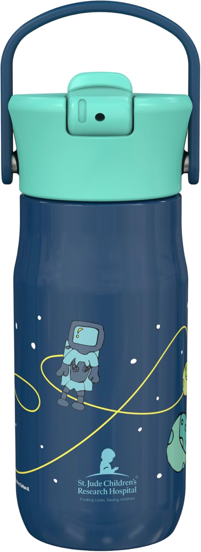 Zak Designs Harmony Kid Water Bottle Benefiting St. Jude, For Travel or At Home, 14oz Stainless Steel is Leak-Proof When Closed and Vacuum Insulated (Space)