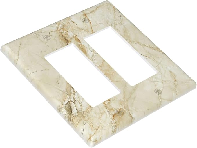 Outlet Covers Creamy Beige Marble Abstract Minimalism 2 Gang Double Rocker Light Switch Cover Plate Decorative Wall Plate GFCI Socket Cover Electrical Switch Plate Covers for Bathroom Home