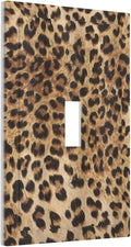 Leopard Print 1 Gang Light Switch Plate Cheetah Brown Orange Decorative Single Toggle Wall Plate Cover Wild Safari Animal Powerful Electrical Switchplate Faceplate Men Panthera Bedroom Room Decorate