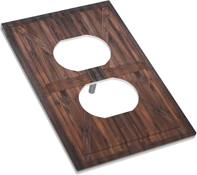 Outlet Covers Rustic Brown Barn Door Retro Wood Plank 1 Gang Duplex Light Switch Cover Plate Country Decorative Wall Plates Electrical Switchplate Receptacle Cover for Bathroom Home Decor
