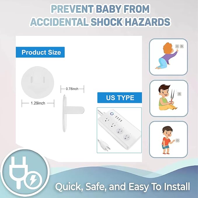 Baby Safety Clear Outlet Covers (24 Pack), Durable Plastic Plug Covers for Power Sockets, Child Proof Electrical Protector Safety Caps