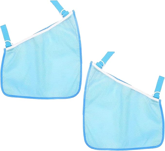2 Pack Side Sling Cargo Stroller Net, Universal Stroller Organizer Bag, Non-Slip and Adjustable Straps Storage Mesh Cargo Net for Stroller Storage (Blue)