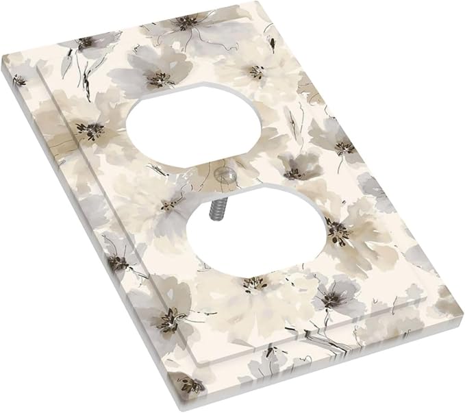 Outlet Covers Beige Flower Watercolor Flower 1 Gang Duplex Light Switch Cover Plate Decorative Switch Plate Covers Electrical Socket Cover for Bedroom Home Decor