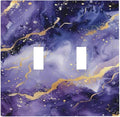 Decorative Light Switch Plate Covers Modernity Abstract Purple Golden Marble 2 Gang Wall Plate Double Toggle Switch Cover Plate Electric Dual Device Electrical Faceplate