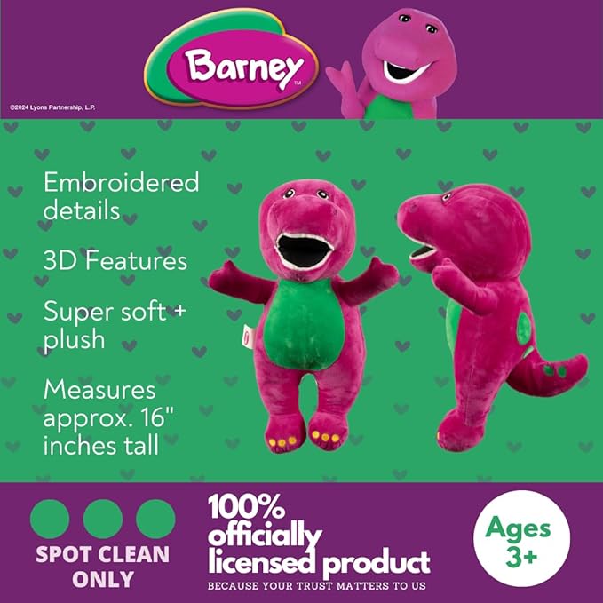 Collectibles Barney Classic Bedding Super Soft Plush Decorative Throw Pillow, (Officially Licensed Product) By Franco