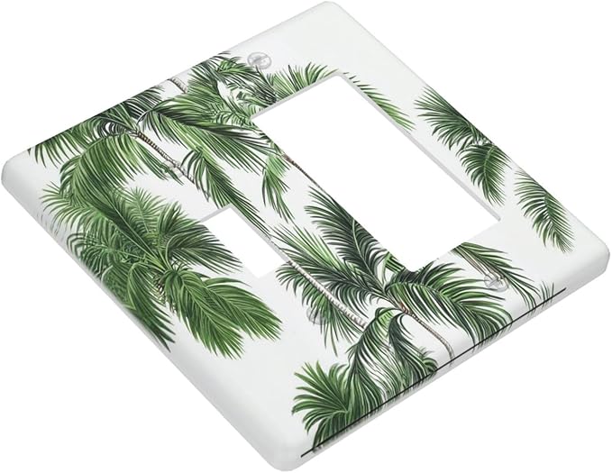 Outlet Covers Palm Trees Tropical Green Plant Palm Leaf 1 Toggle 1 Rocker Combination Decorative Wall Plate Electrical Switch Plates Light Switch Cover Plate For Bed Room Bathroom Decor