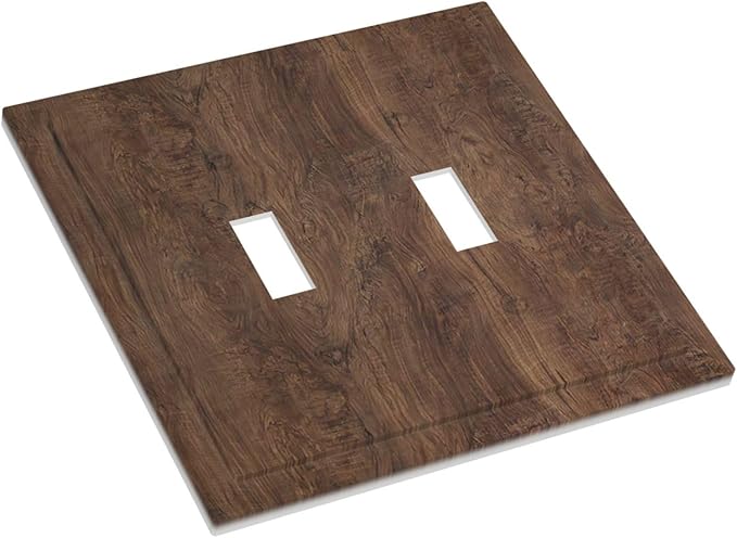 Decorative Switch Plates Rustic Vintage Wood Grain Brown 2 Gang Double Toggle Wall Plate Outlet Light Switch Cover Electrical Faceplate for Farmhouse Cabin Decor