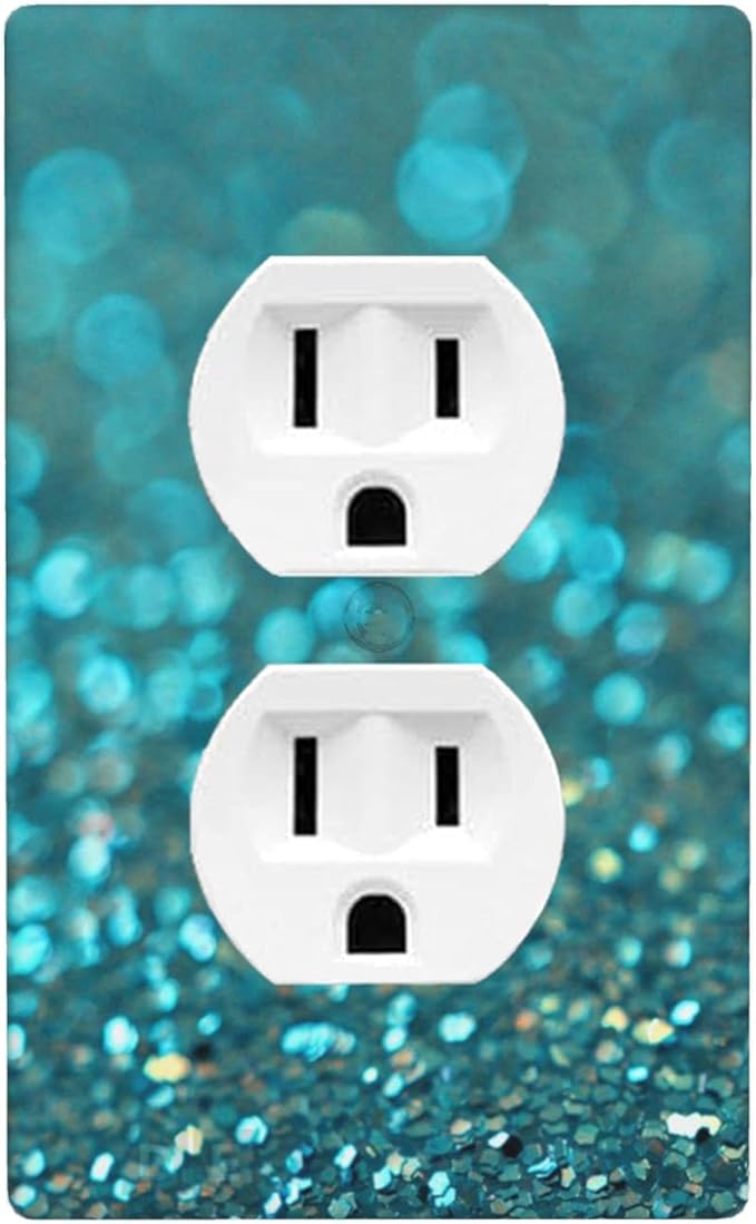 Teal 1-Gang Duplex Wall Plate, Teal Turquoise Shiny Printed Outlet Cover Decorative Faceplate for Bathroom, Kitchen, Vanity & Bedroom