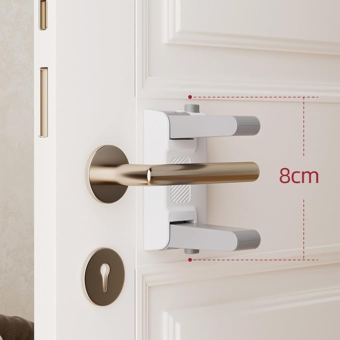 YEYA Upgrade Child Safety Door Handle Lock, White Universal Fit Lever Locks with Stong 3M Adhesive Backing, 2-Pack