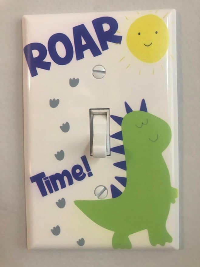 Dinosaur Boys Room Light Switch Cover Plate Kids Decorative Nursery Teen Toddler Room Decor Bedroom Bathroom Playroom (Dino Roar)