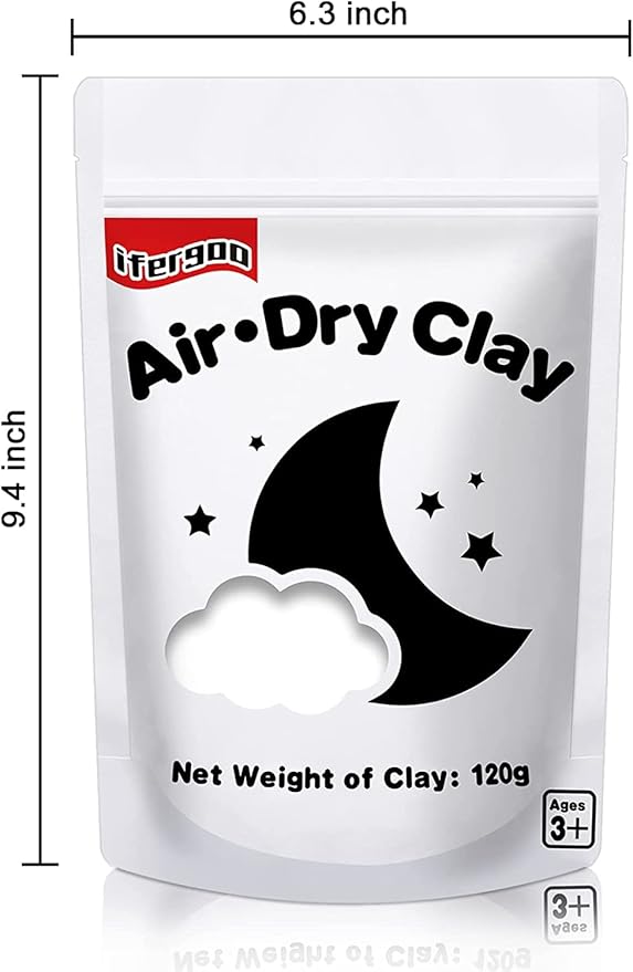 ifergoo White Air Dry Clay, Foam Magic Modeling Clay for School Art & Craft Project, Refill White Clay for Kids, Slime Supplies, Super Light & Soft, Non-Sticky, Non-Toxic, Age 3-12 Boys and Girls Gift