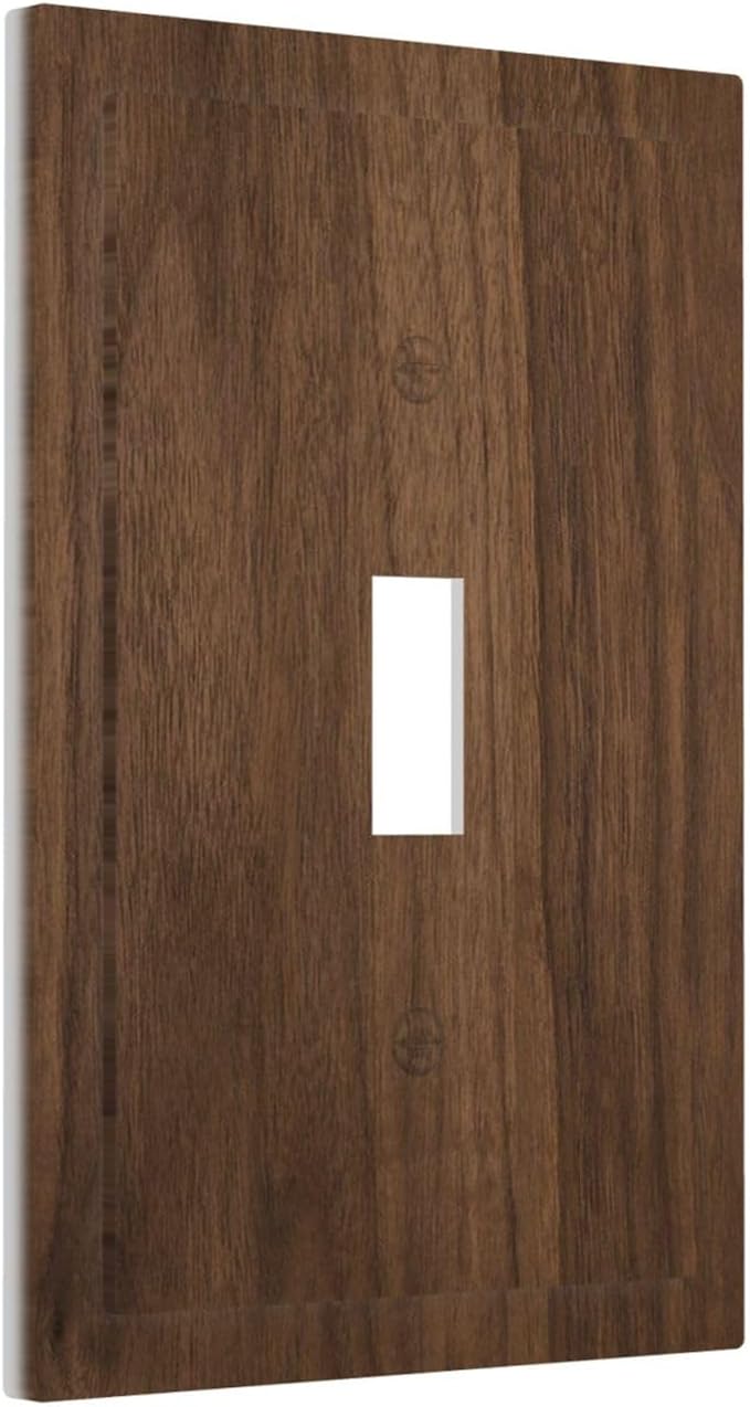 Decorative Light Switch Cover Plate Dark Brown Wood Grain 1 Gang Single Toggle Wall Plate Electrical Outlet Covers Decorate Switch Plate Cover for Farmhouse Cabin Decor