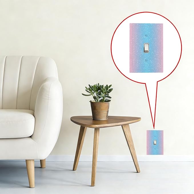 Pastel Galaxy 1-Gang Toggle Light Switch Plate, Pink & Blue Sparkle Dreamy Pastel Stars Decorative Wall Plate for Girls Room Decor