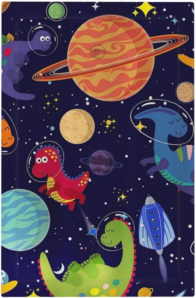 Galaxy Starry Astronaut Dinosaur 1 Gang No Device Wall Plate Decorative Blank Light Switch Cover Switchplate Electrical Faceplate for Bathroom Home Bedroom Art Decor