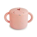 mushie Silicone Snack Cup | Spill Proof Food Container for Toddler and Baby (Powder Pink Confetti)