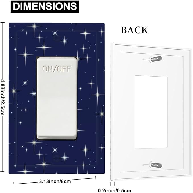 Starry Night Single Rocker Switch Cover - 1-Gang Standard US Size Celestial Sparkle Light Switch Covers, Midnight Galaxy Cosmic Glow for Bedroom & Nursery