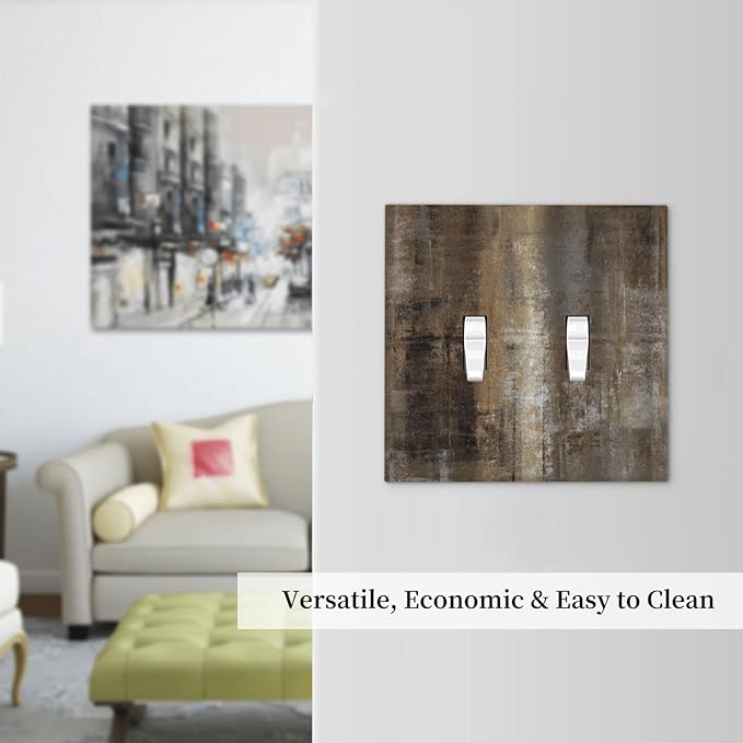 Light Switch Cover Plate Tan Brown Rustic Abstract Wood Vintage Wooden 2 Gang Double Toggle Decorative Switch Plates Plug Cover Wall Plates Electrical Faceplate for Farmhouse Home Decor