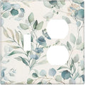 Boho Green White Eucalyptus Leaf Floral Wallplates 1 Toggle 1 Duplex Switch Plate Electrical GFCI Faceplate Decorative Light Switch Covers for Farmhouse Living Room Decor