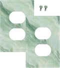 Outlet Covers Green Marble Luxury Abstract 1 Gang Duplex Light Switch Cover Plate Decorative Wall Plates Electrical Switchplate Receptacle for Bathroom Bedroom Decor（2 Pack）
