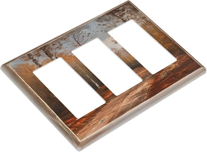 Decorative Art Light Switch Covers Maple Path 3 Gang Triple Rocker Outlet Switch plate GFCI Faceplate GFCI for Home Decor