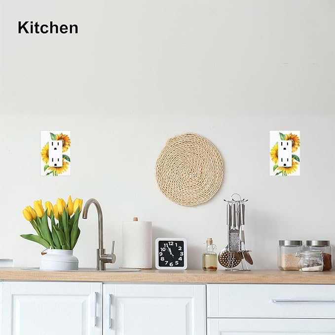 Watercolor Sunflower 1-Gang Rocker Wall Plate, Sunflower Bouquet Switch Plate for Living Room, Bedroom, Bathroom & Sunroom
