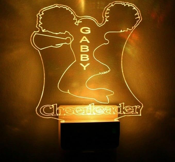 Night Light Multi Color Personalized LED Plug-in, Ultra-Slim Touch Night Light Smart Dusk to Dawn Sensor, Kids Children's Bedroom Kitchen Bathroom Hallway Play Room Variations (Cheerleader)