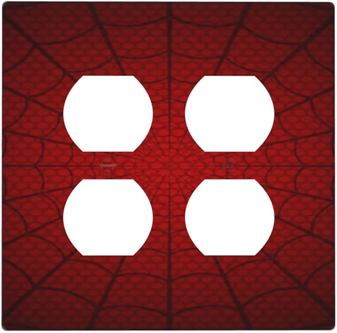 Outlet Covers Red Black Spider Web 2 Gang Decorative Light Switch Cover Double Duplex Wall Plates Switch Plates Electrical Socket Covers for Kids Room Home Decor