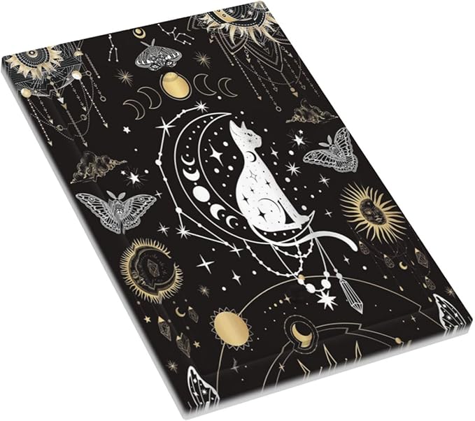 White Cat Tarot Moon Phases Moth Celestial Gothic Light Switch Cover Plate 1 Gang No Device Blank Electrical Wall Plates Faceplate Decorative Switch Plate Covers for Kids Room Bedroom Decor
