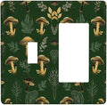 Decorative Outlet Covers Cute Gold Mushtroom Green Plant Leaf 2 Gang Light Switch Cover Plate Single Toggle 1 Rocker Wall Plates for Electrical Outlets Switch Plate Covers for Home Decor