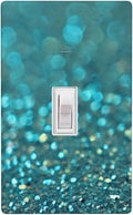 Teal Turquoise Shiny Printed 1-Gang Toggle Light Switch Plate, Modern Green Decorative Wall Plate for Bathroom, Kitchen, Vanity & Bedroom