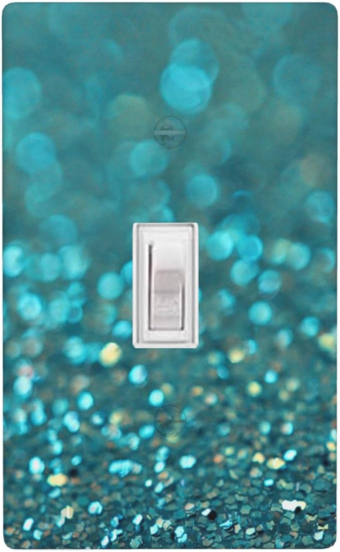 Teal Turquoise Shiny Printed 1-Gang Toggle Light Switch Plate, Modern Green Decorative Wall Plate for Bathroom, Kitchen, Vanity & Bedroom