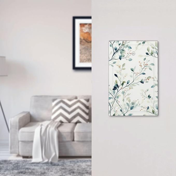 Watercolor Floral Green Leaves 1 Gang Light Switch Cover Green Botanical Electrical Flowers No Device Wall Plate Decorative Faceplate for Country Bedroom Kitchen Living Room Home Decor