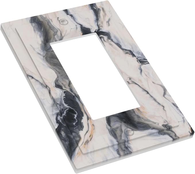 Abstract Marble Textured Modern Luxury Print Decorative Outlet Covers 1 Gang Single Rocker Light Switch Cover Plate Wall Plates GFCI Faceplate for Bathroom Kitchen Decor