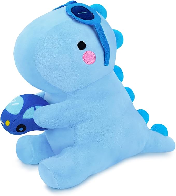 SQEQE Dinosaur Stuffed Animal, Cute Dinosaur Plush Toys with Car, Dino Plushies Anniversary Birthday Gift for Her Girls Boys Boyfriend Girlfriend(Blue,12 inch)