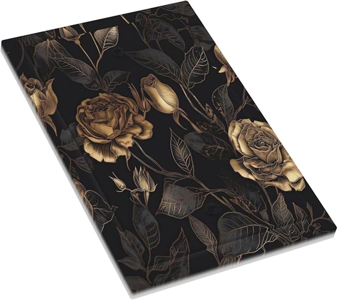 Black Floral Dark Vintage Gold Rose Flower Light Switch Cover Plate 1 Gang No Device Blank Electrical Wall Plates Faceplate Decorative Switch Plate Covers for Bedroom Living Room Decor