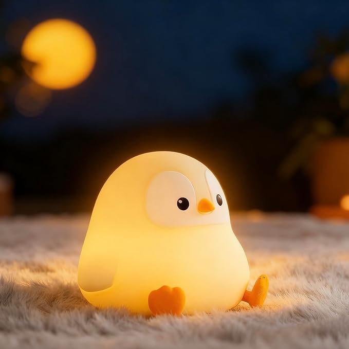 YR YRHH-PET Penguin Night Light for Kids, Squishy Rechargeable Penguin Lamp, Cute White Elephant Christmas Gifts, Dimmable Touch Penguins Nightlight, Boy Girl Baby Nursery Room College Animal Décor