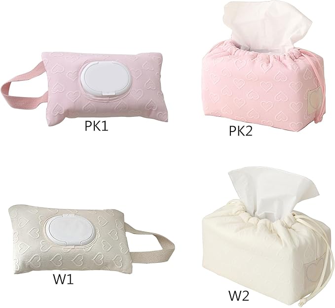 REDYY Modern White Cloth Tissue Box Organizer for Stroller, Diaper Bag, Travel