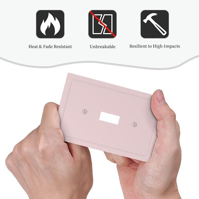 Pink 1 Gang Light Switch Cpver Outlet Covers Decorative Single Toggle Wall Plate Cute Trendy Funky Girl Girly Woman Electrical Switchplate Faceplate