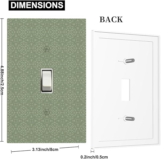 Sage Green Textured 1-Gang Toggle Light Switch Plate, Minimalist Botanical Weave Modern Farmhouse Linen Texture Decorative Wall Plate for Neutral Decor
