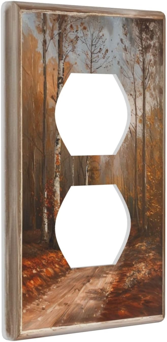 Decorative Art Light Switch Covers Maple Path 1 Gang Single Duplex Outlet Wall Plate Switchplate Electrical Faceplate for Home Decor
