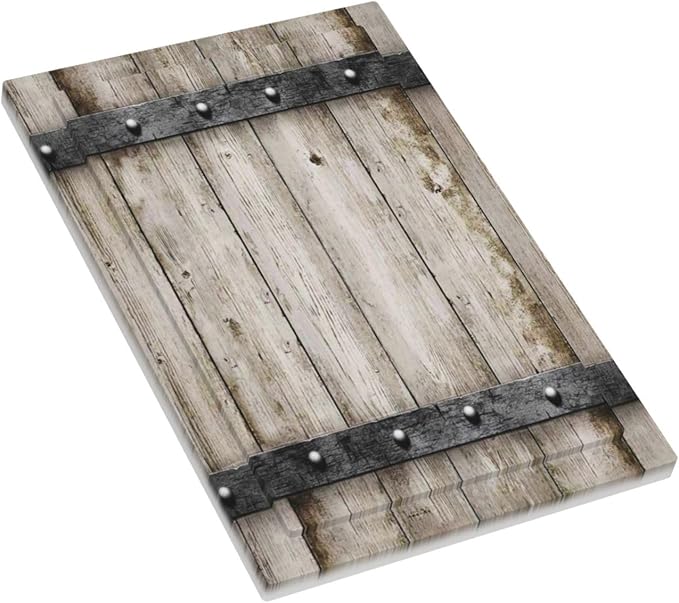 1-Gang No Device Decorative Blank Receptacle Wall Plate Western Rustic Wooden Barn Door Wood Cabin Country Metal Texture Light Switch Mid Size Electrical Face Plate Cover for Unused Outlets/Switches