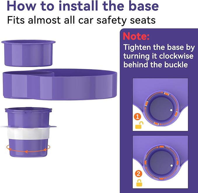 [2 Packs] Kids Car Seat Tray, Travel Tray with Cup Holder for Toddler Baby, Kids Car Seat Food Snack Organizer for Road Trip, Stroller snack Organizer Travel Must Haves (Purple, 2 PCS)